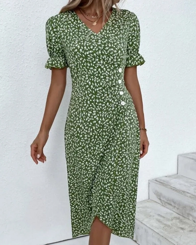Josiane | Robe Cache-Cœur Élégante à Imprimé Floral et Col en V