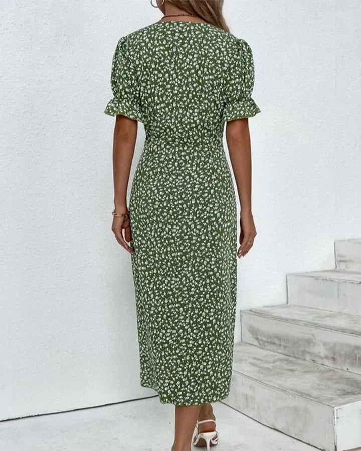 Josiane | Robe Cache-Cœur Élégante à Imprimé Floral et Col en V