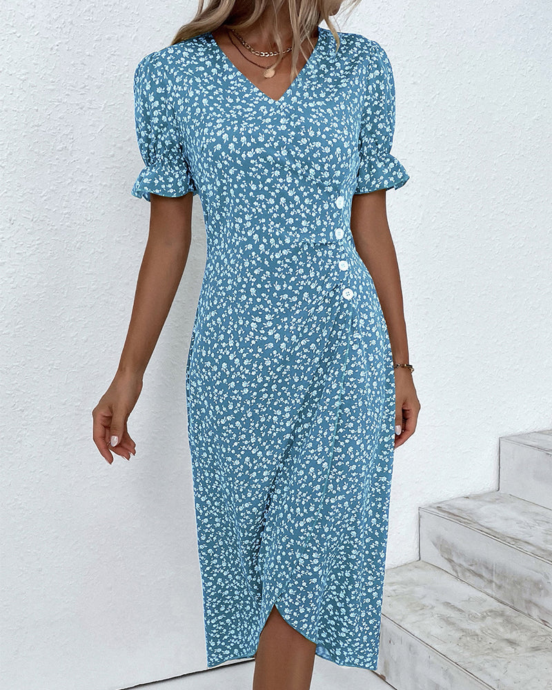 Josiane | Robe Cache-Cœur Élégante à Imprimé Floral et Col en V