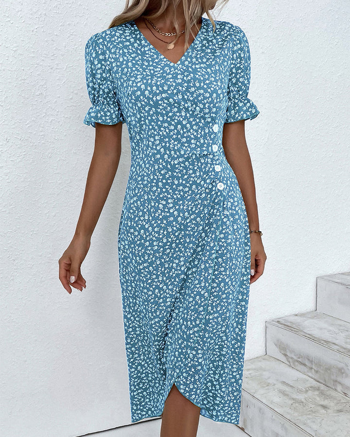 Josiane | Robe Cache-Cœur Élégante à Imprimé Floral et Col en V
