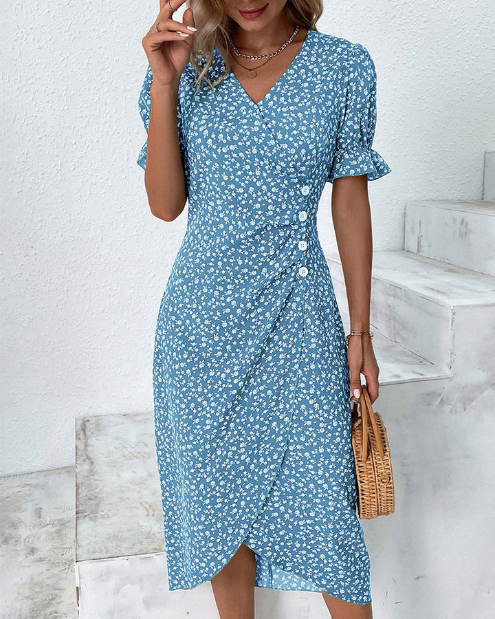 Josiane | Robe Cache-Cœur Élégante à Imprimé Floral et Col en V