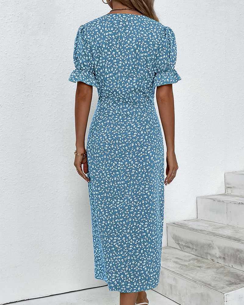 Josiane | Robe Cache-Cœur Élégante à Imprimé Floral et Col en V