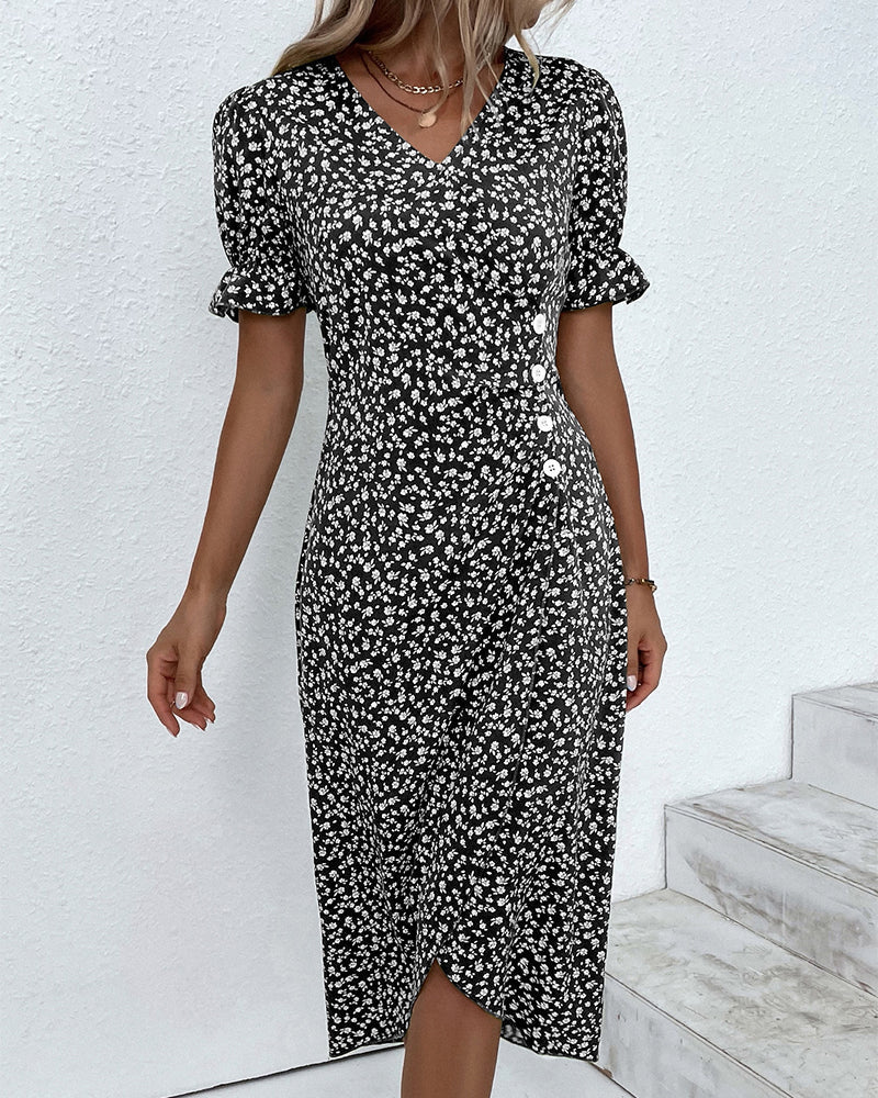 Josiane | Robe Cache-Cœur Élégante à Imprimé Floral et Col en V