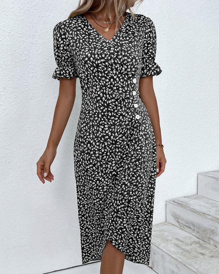 Josiane | Robe Cache-Cœur Élégante à Imprimé Floral et Col en V