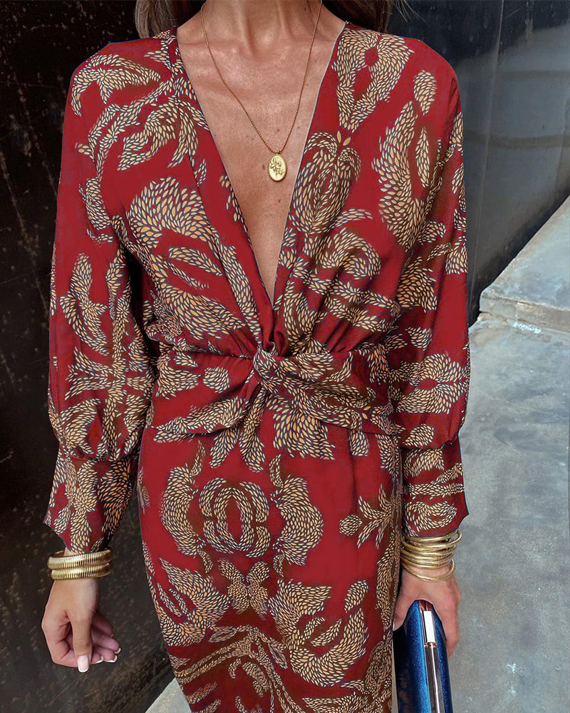 Florence | Robe Élégante à Imprimé et Col en V