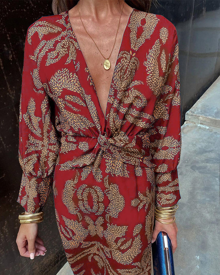 Florence | Robe Élégante à Imprimé et Col en V