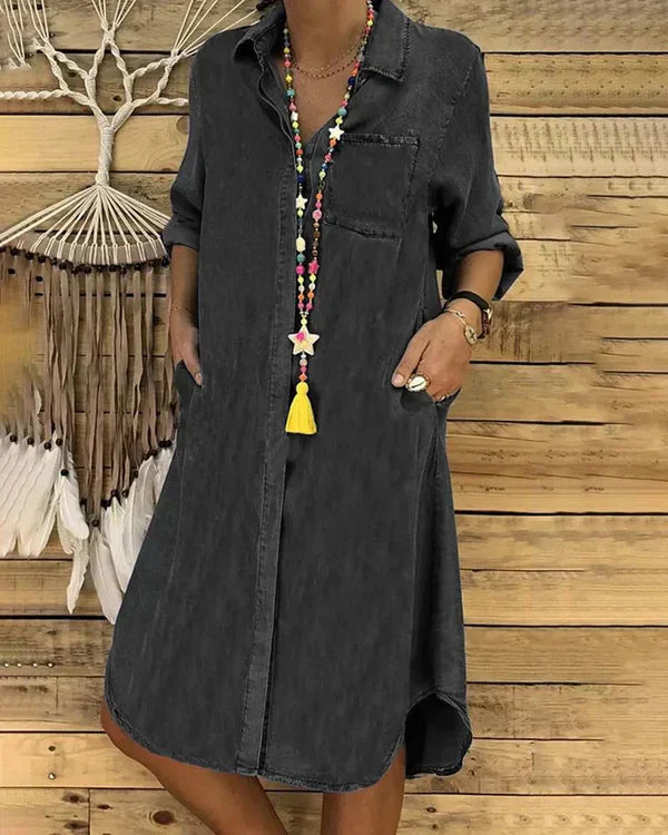 Morgane | Robe Chemise en Jean Stylée
