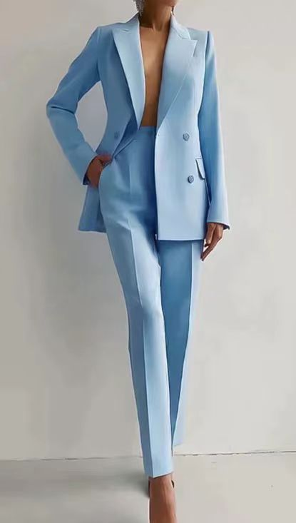 Valerie | Ensemble Tailleur Rouge à Double Boutonnage