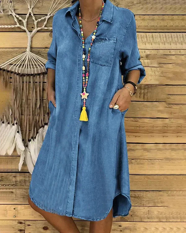 Morgane | Robe Chemise en Jean Stylée